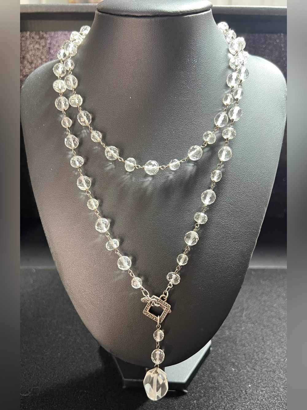 Retired Silpada clear crystal and faceted glass bead necklace